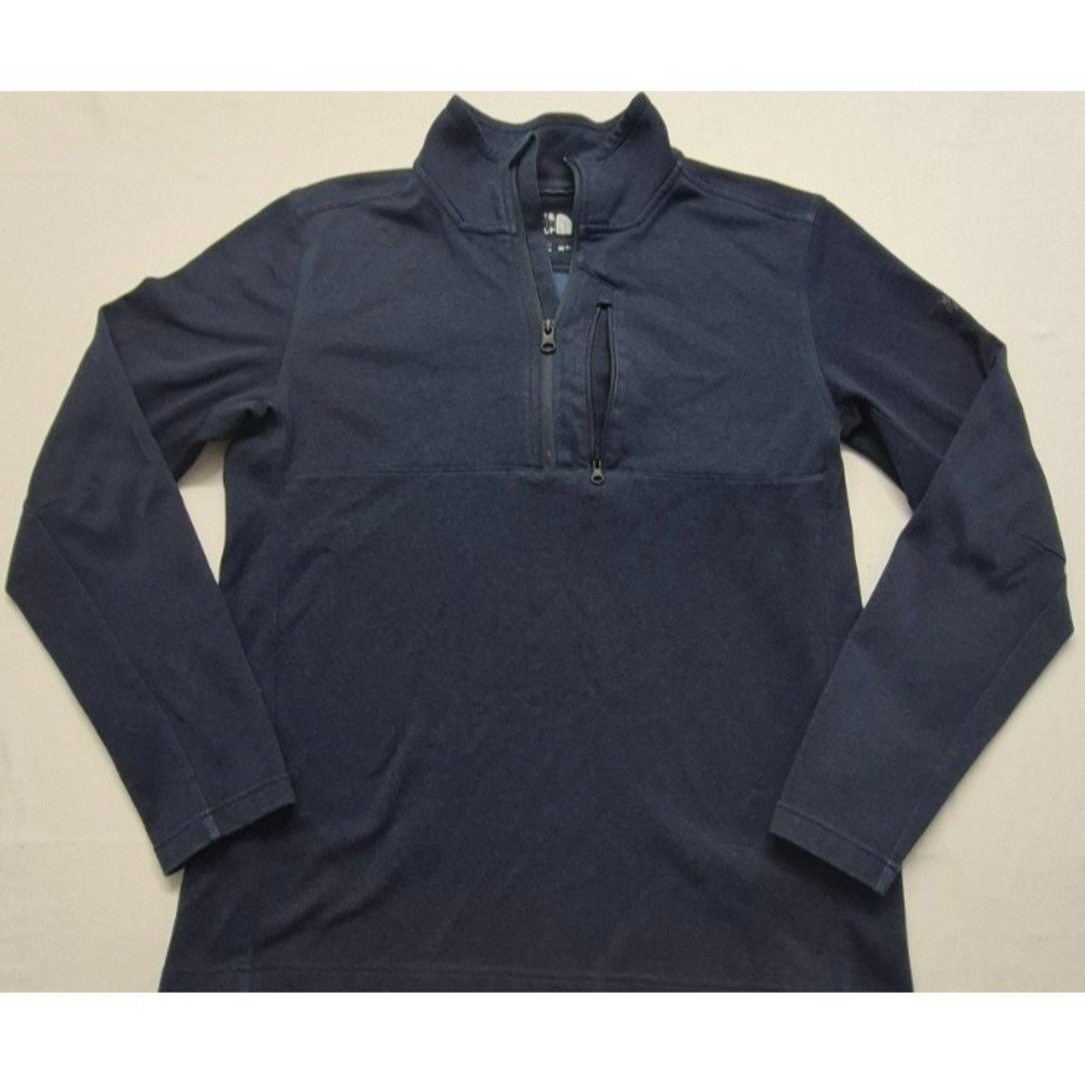 The North Face men's navy blue outdoor 1/4 zip pullover jacket sz. M zip pockets